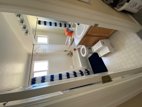 Before photo of a hall bath