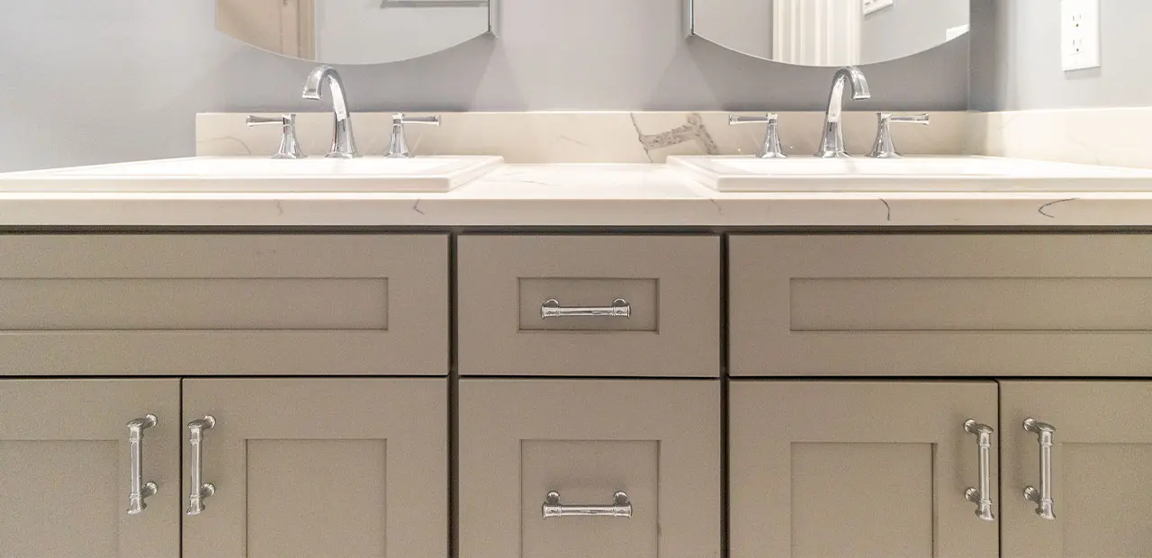 Modern taupe double sink vanity 